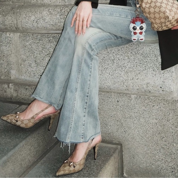 Gucci Brown horse bit GG Canvas Slingback - Picture 4 of 4